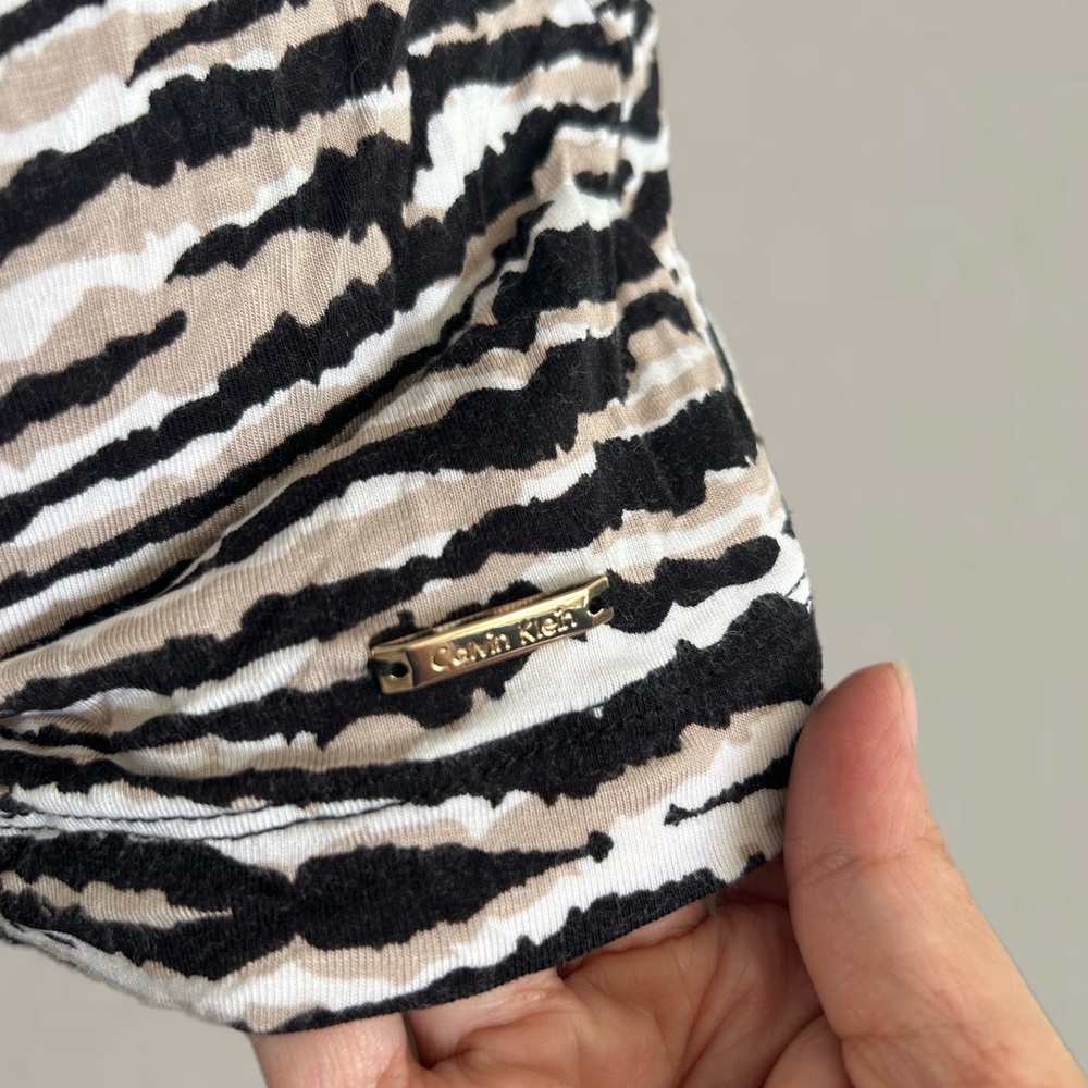 Calvin Klein Black and White Zebra Print Blouse - Picture 6 of 6